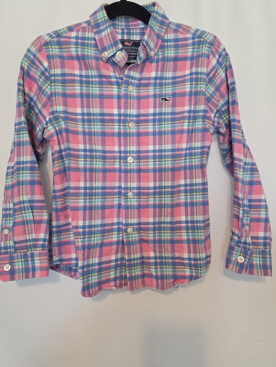 Vineyard Vines Other - Vineyard Vines Pink, Blue & Green Plaid Flannel Button-Up Shirt Boys Whale Shirt